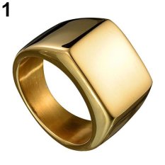 Bluelans Cincin Pernikahan Persegi Polos Stainless Steel fesyen Punk Perhiasan U.S. 10 (GOLDEN)