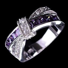Bluelans®Mode untuk Wanita Bening Zirkon Mengkilap Bertatahkan Wedding Bridal Sendi Jari 6-Intl
