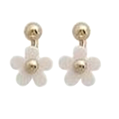 Bluelans® wanita Daisy Petal Bunga Belakang Kenakan Double Side Ear Stud Earring Putih