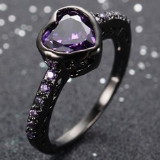 Cincin titanium Bluelans Fashion Mengkilap Zircon Emas Hitam Disepuh Cincin Proposal Pertunangan Perhiasan 9