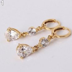 Cincin Titanium Bluelans Air Drop Bentuk Kubik Berlian Imitasi Anting-anting Menjuntai Earbud (Perak)