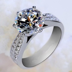 Cincin Titanium Bluelans Zirkon Bertatahkan Ring Mewah Paduan Berlapis Perak Perhiasan 6 (perak)