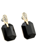 Bluelans® Wanita Rhinestone Square Alloy Party Eardrop Anting Giwang Telinga Hitam