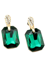 Bluelans® Wanita Rhinestone Square Alloy Party Eardrop Anting Giwang Telinga Hijau