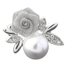 Bluelans® Wanita Rose Faux Pearl Clear Crystal 9 K Emas Berlapis Cincin Perhiasan Perak