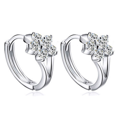 Bluelans® Wanita Snowflake 925 Sterling Silver Berlapis Leverback Telinga Jaket Anting-
