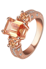 Bluelans® Wanita Zircon Cincin Pernyataan 9 K Emas Disepuh Paduan Rose Gold Plus Champagne US 8
