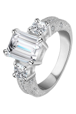 Bluelans® wanita Zircon Cincin Pernyataan 9 K Emas Paduan Berlapis Emas Putih + Transparan US 9
