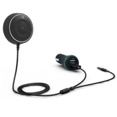 Bluetooth 4.0 Hands Free Car kit dengan Fungsi NFC + 3.5mm AUX Receiver Musik Aux Speakerphone 2.1A USB Car Charger (Hitam)-Intl