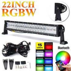 Bluetooth APP Pengendali Musik Lampu IP68 22 Inci 5D RGBW LED Work Ringan Bar Mengemudi Offroad LED Work Lampu Mobil 120 W DC9-30V-Internasional