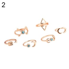 Bodhi 6 Pcs Pirus Arrow Bulan Segitiga Di Atas Cincin Cincin Pertengahan Jari Tip Stack Cincin (Emas)-Internasional