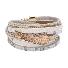 BODHI Bohemia Angel Wing Charm Bracelet Dikepang Band Multilayer Bangle Wanita Perhiasan (Putih)-Intl