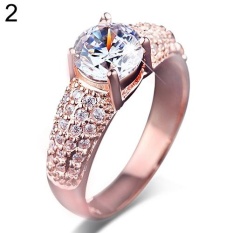 BODHI Women's Deluxe 18K Gold Plated Zircon Ring Engagement Charm Bague Jewelry Us 6-9 US 7 (Rose Gold) - intl