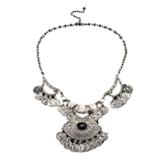 Bohemian Etnis Wanita Kalung Logam Retro Rantai Liontin (Hitam)-Intl-Intl