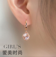 Warna Emas Anting Elegan Kristal Anting-Anting Emas Lingkaran
