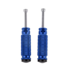 BolehDeals 1 Pasang CNC Universal Motor Footpegs Penumpang Penyangga Pedal Balap Biru