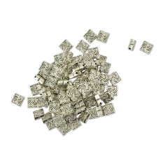 Bolehdeals 100 Pieces Grosir Bulk Tibet Perak 7 Mm Persegi Pengatur Jarak Manik Diy Membuat Earring Kalung Gelang Pengatur Jarak Manik- internasional