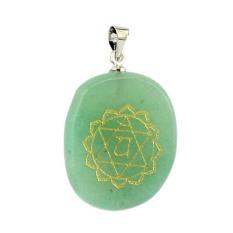 Terukir Hijau Aventurine Cakra Reiki Perhiasan Liontin Kristal Penyembuhan Bolehdeals-Internasional