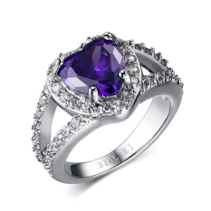 Cincin Perak With Kristal Berlian Imitasi Warna Ungu Bentuk Hati Yang Modis Ukuran SEBAGAI 11 BolehDeals