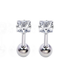 BolehDeals Baja Square Zirkon Tulang Rawan Tragus Ankle Engkel Weighted Bands Pasir Bibir Anting-anting Giwang Telinga 3mm Bola