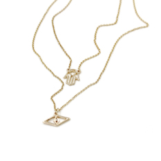 BolehDeals Kalung Tumpuk Victoria Bahan Paduan With Liontin Mata And Tapak Tangan