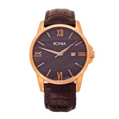 Bonia BPT178-1533 - Jam Tangan Pria - Rose Gold - MOP Dial - Strap Kulit Coklat