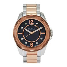 Bonia - Jam Tangan Wanita - Silver Komb Rosegold-Hitam - Stainless Steel - B796-3135