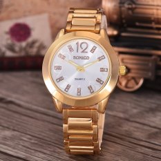 Bonico Jam Tangan Wanita - Body Gold - White Dial - Gold Band - BNC-8281A-GW-GOLD BAND-CL