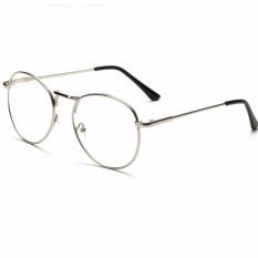 Bos Online Kacamata Oval Besar Round Glasses Dress Up Spectacles SIlver