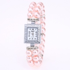 Bounabay Merek Korea Wanita Mutiara Indah Berlian Kuarsa Watch Daftar Tontonan With Rekreasi Logam-Intl