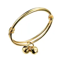 Anak Laki-laki dan Perempuan Dua Lonceng Bangle Adjustable 18 K Emas Plated Gelang Ankelt untuk Hadiah Bayi-Intl