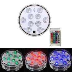 Boyun Halloween LED Lampu Kolam Renang Lampu Submersible Lampu LED, Submersible Tea Lights Waterproof LED Lampu Lilin dengan IR Remote Controlled 10-LED RGB untuk Basis Vas, Taman, Pesta, Natal-Intl
