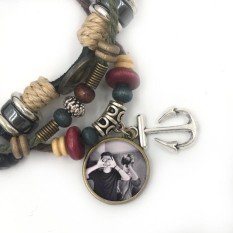 Bracelet greyson chance for Leather Bracelets Boat Anchor alloy pirate Surfer Wrap Bangle Chain Link hand jewelry retro national wind Han - intl