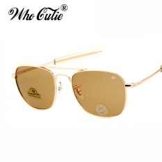 Baru Tentara Militer Kacamata Hitam Ao Pria American Optik Lensa Penerbang 12 K Gold James Bond Pilot Kacamata Hitam-Intl