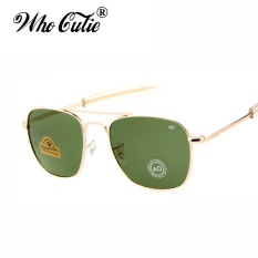 Brand New Army MILITER AO Sunglasses Pria Amerika Optik Aviator Lensa 12 K Emas James Bond Pilot Sun Glasses Oculos -Intl