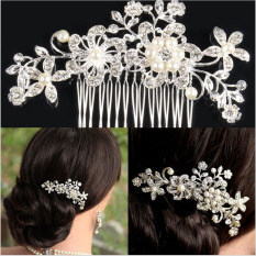Pernikahan Pengantin Bunga Manik Kristal Klip Rambut Sisir, Jadilah Yang Pertama Mengulas! Diamante Perak