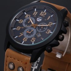 Vintage Klasik Haid Tanggal Tahan Terhadap Udara Kulit Strap Olahraga Tentara Kuarsa Perhiasan Coklat