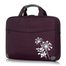 BRINCH® Fashion Nylon Pola Bunga Putih 14 Inch Padded Carrying Lengan Laptop Messenger Bag Single Shoulder Briefcase untuk Up untuk 14.1 Inch Laptop (Ungu) (Intl)