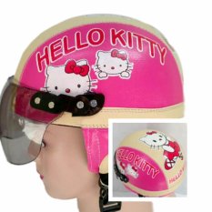 Broico Helm Anak anak broco retro kaca riben lucu usia 1 sampai 4 tahun Motif Hello Kitty - Pink/Cream