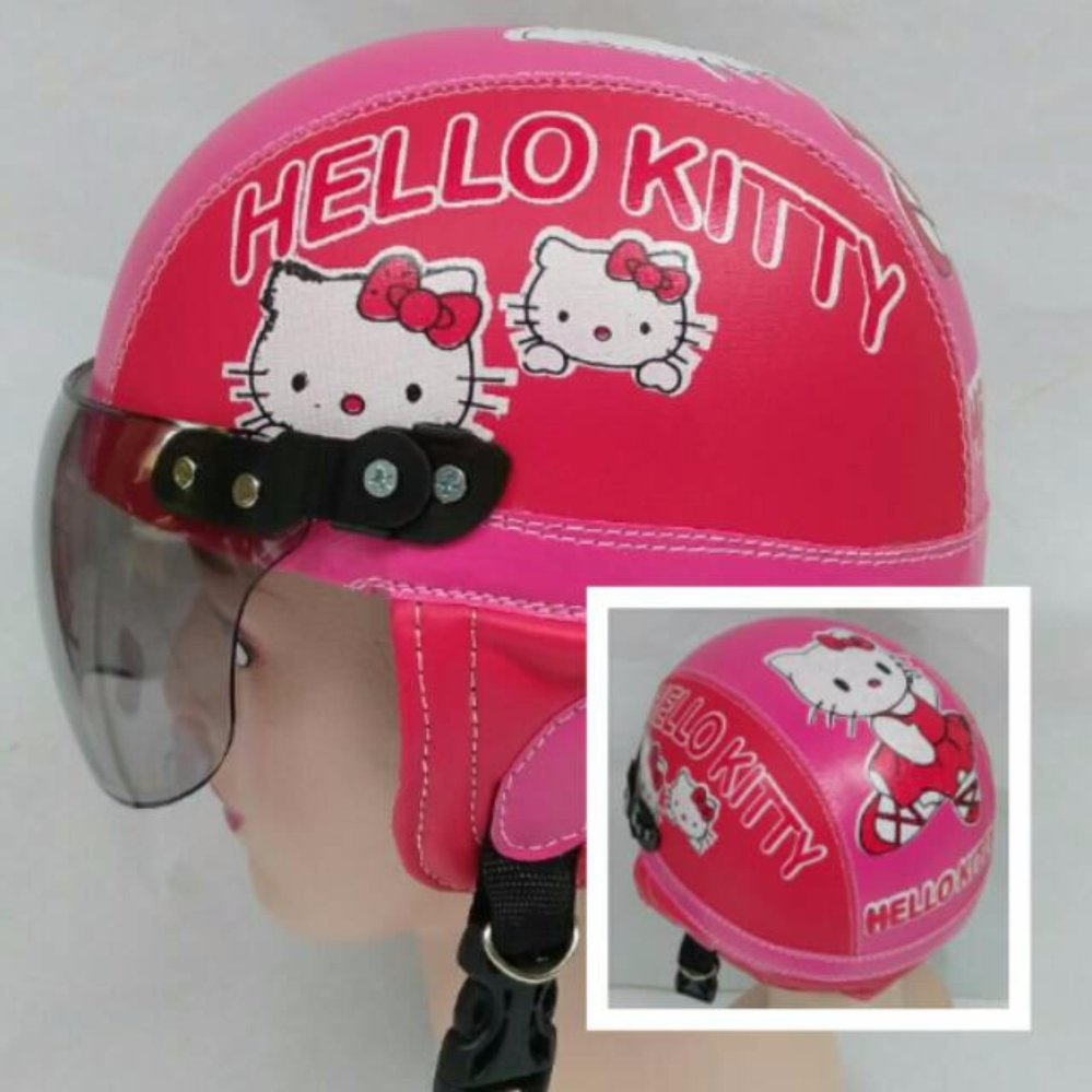 Broico Helm Anak anak broco retro kaca riben lucu usia 1 sampai 4 tahun Motif Hello Kitty - Pink/Merah