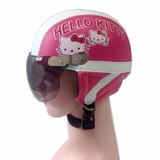 Broico Helm Anak anak broco retro kaca riben lucu usia 1 sampai 5 tahun Motif Hello Kiti - Pink/Putih