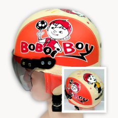 Broico Helm Anak Chip/retro/sincan lucu usia 1 - 4 tahun Motif Boboi Boy Orange Cream