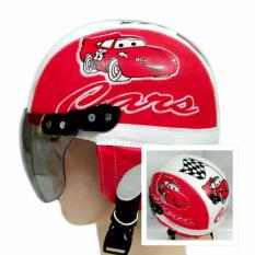 Broico Helm Anak Chip/retro/sincan lucu usia 1 - 4 tahun Motif Cars Merah Putih