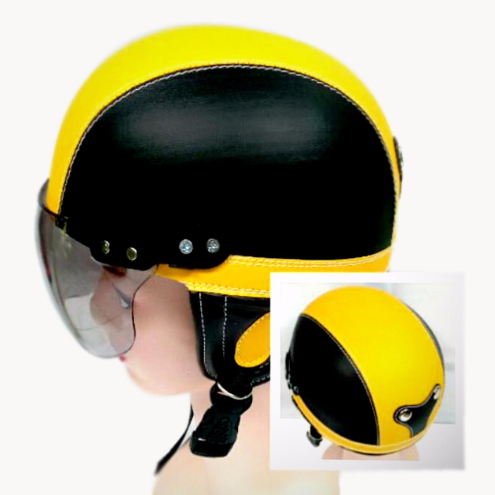 Broico Helm Anak Chip/retro/sincan lucu usia 1 - 4 tahun Motif Polos Hitam Kuning