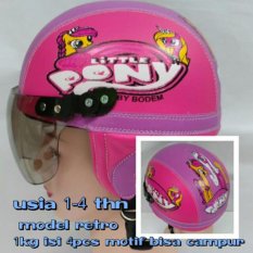 Broico Helm Anak retro lucu usia 1 - 4 tahun Motif Kudaponi Pink Ungu
