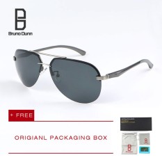 Bruno Dunn 2019 new fashion men's women's polarized sunglasses titanium original ladies sun glasses brand designer aviation eyewear 143 (grey frame black lense)