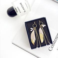 BURNING SECRET Anting Wanita Gaya Korea Bulu Feather Gantung