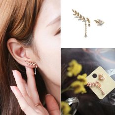 Buy In Coins 1 Pair Wanita Baru Asimetri Daun Crystal Rhinestone Ear STUDS Drop Earrings Gold-Intl
