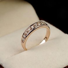 MEMBELI DI KOIN Emas 18 K Rose GP Elegan Classic Crystal Fashion Bridal Jari Cincin Hadiah