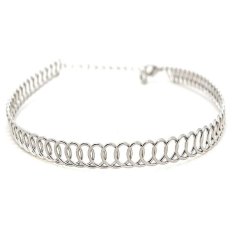 BUY IN COINS Retro Gothic Punk Sederhana Desain Emas Bungkus Perak Choker Kalung Wanita Perhiasan Putih-Intl